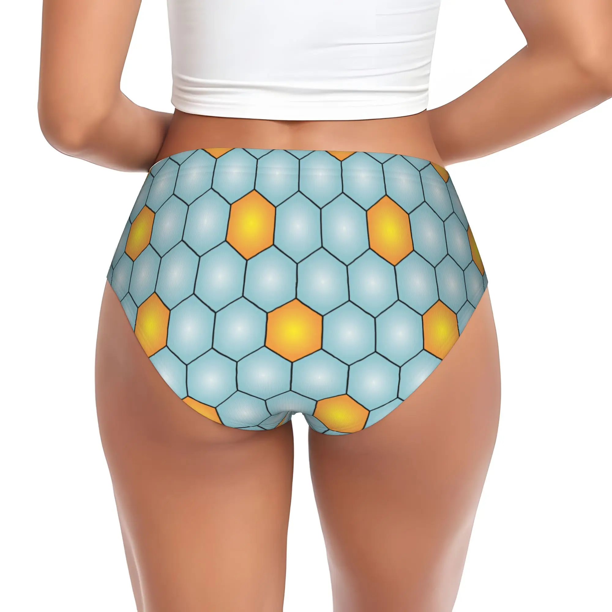 Hexagon Footbally Honeycomb Brief Panties for Women Breathable Stretch Soccerly Seamless Pattern Underwear