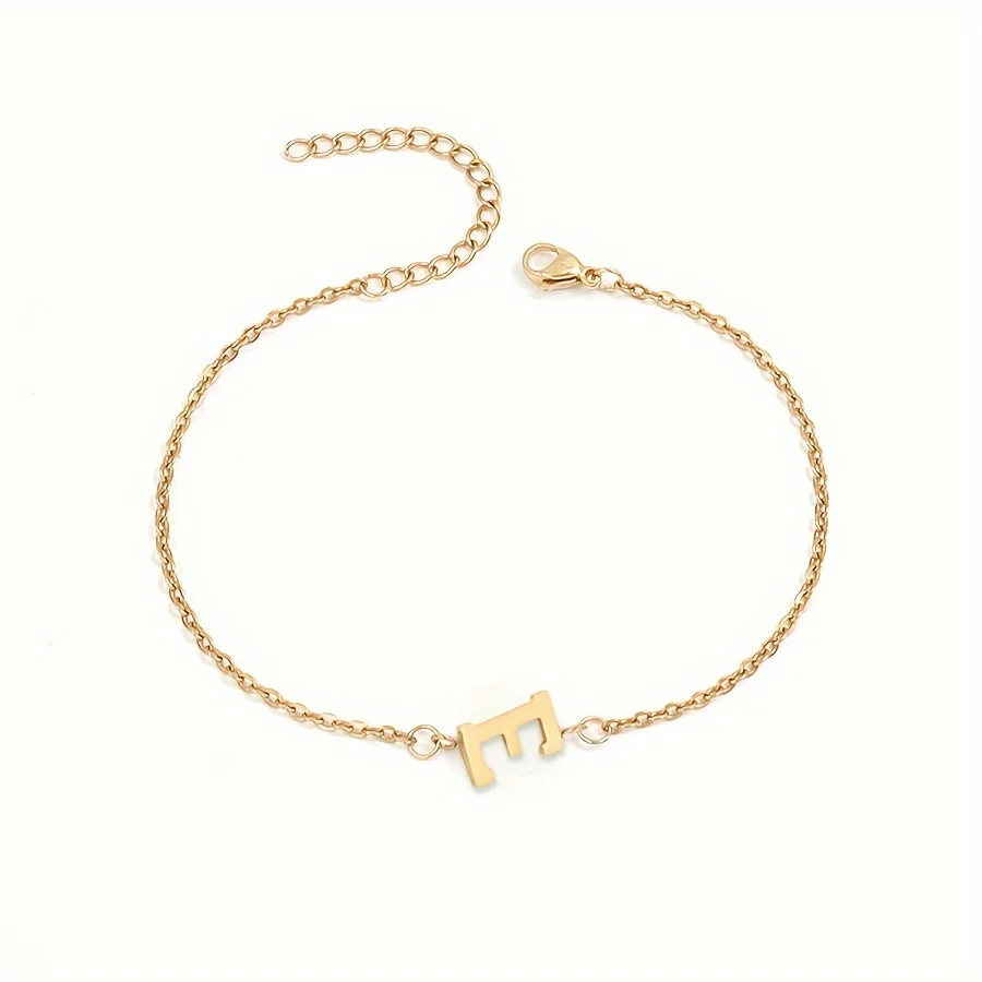 1 Stück Buchstabenform Perlen dünnes Kettenarmband, einfache minimalistische Handkette Unisex Schmuck Dekoration