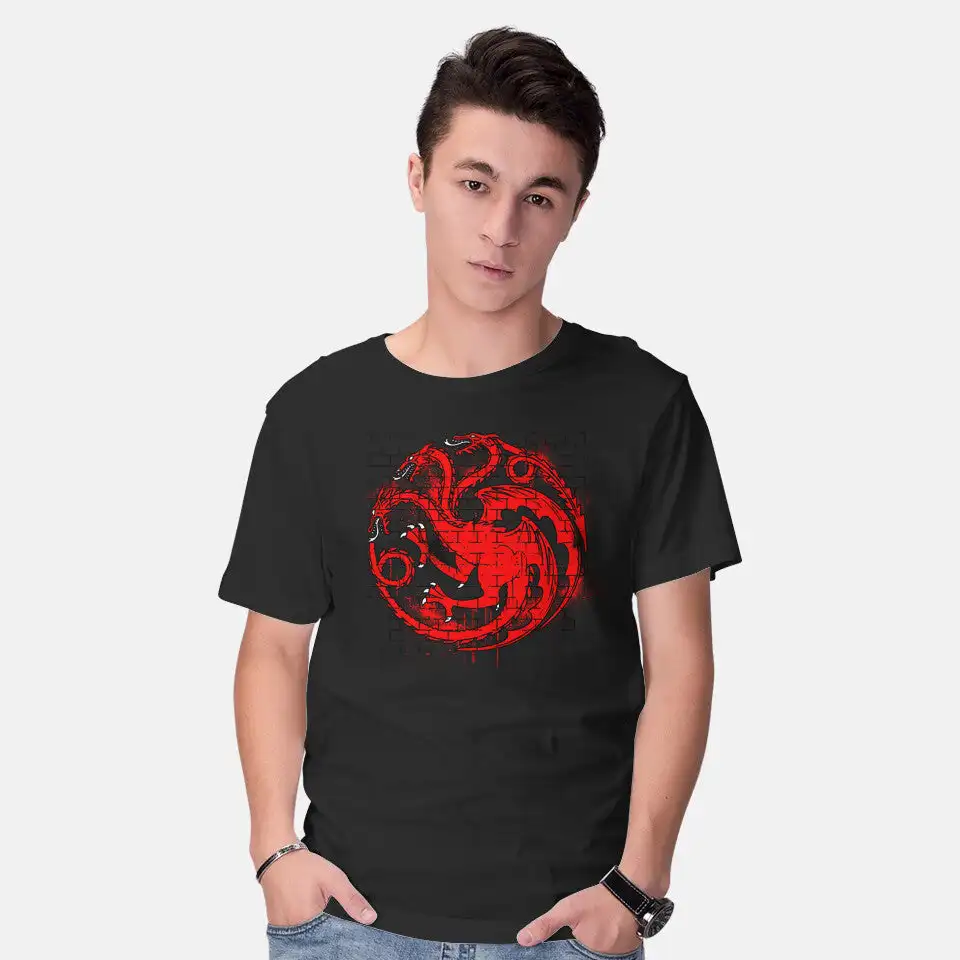 Targaryen Graffiti Anime Graphic T-shirts for Men Clothing Women Short Sleeve Tees Vintage High Quality 100%Cotton