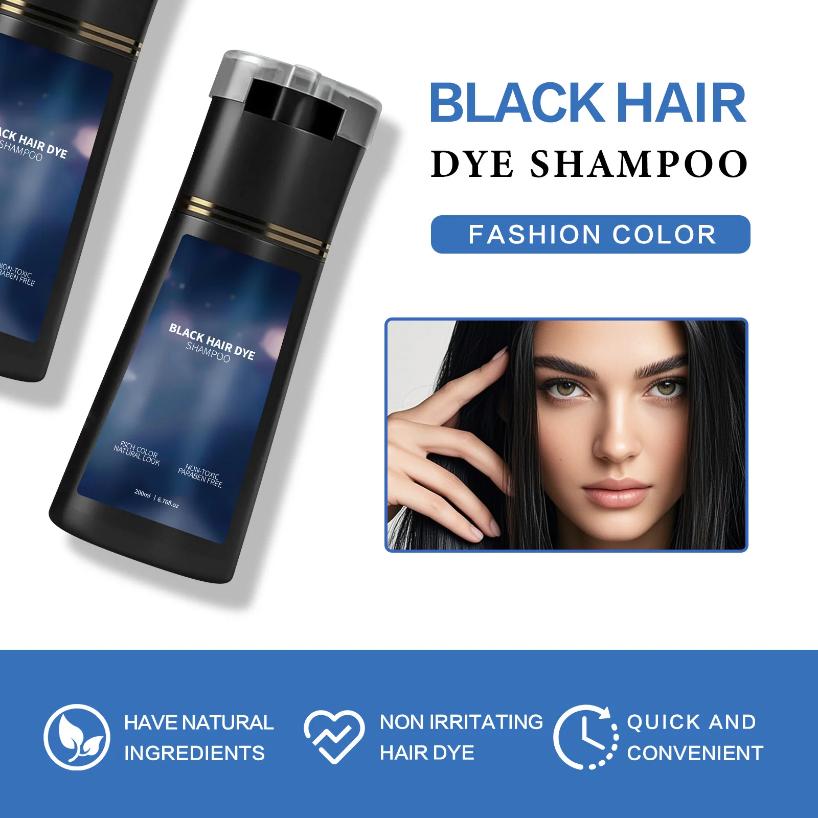 

Шампунь-краска для волос 3-в-1, мгновенное покрытие белых волос, натуральный стойкий цвет для черных и темно-коричневых, не раздражает и простота в использовании