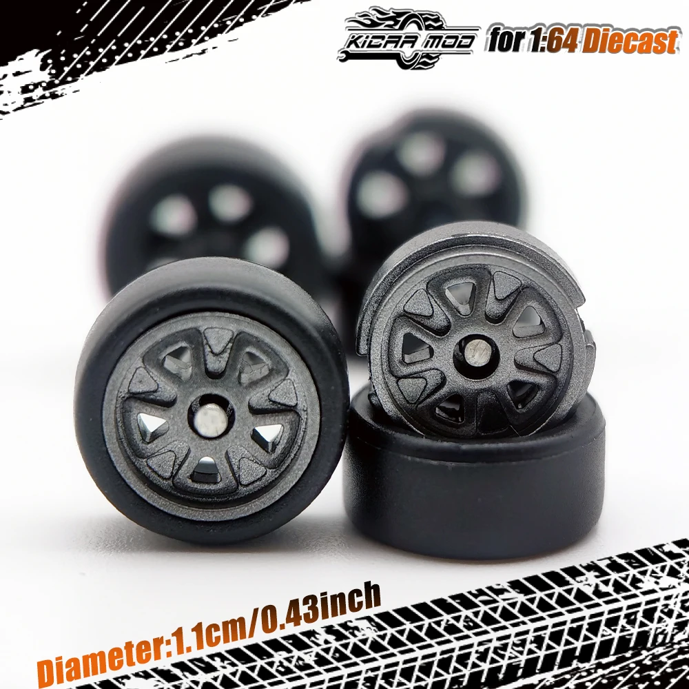 1/64 11mm Gummi-Slick-Reifen mit Schriftzug & Modellauto-Räder für 1:64 Modellautos (1 Set) – Detail 17