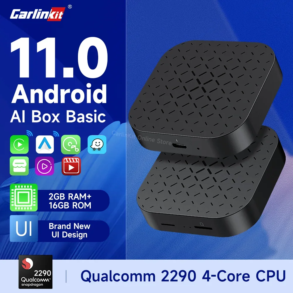 

Carlinkit Базовая ТВ-приставка QCM 2290 2 + 16 ГБ Android 11 Беспроводная CarPlay/Android автоматическая поддержка Youtube онлайн-видео Tiktok Play Store