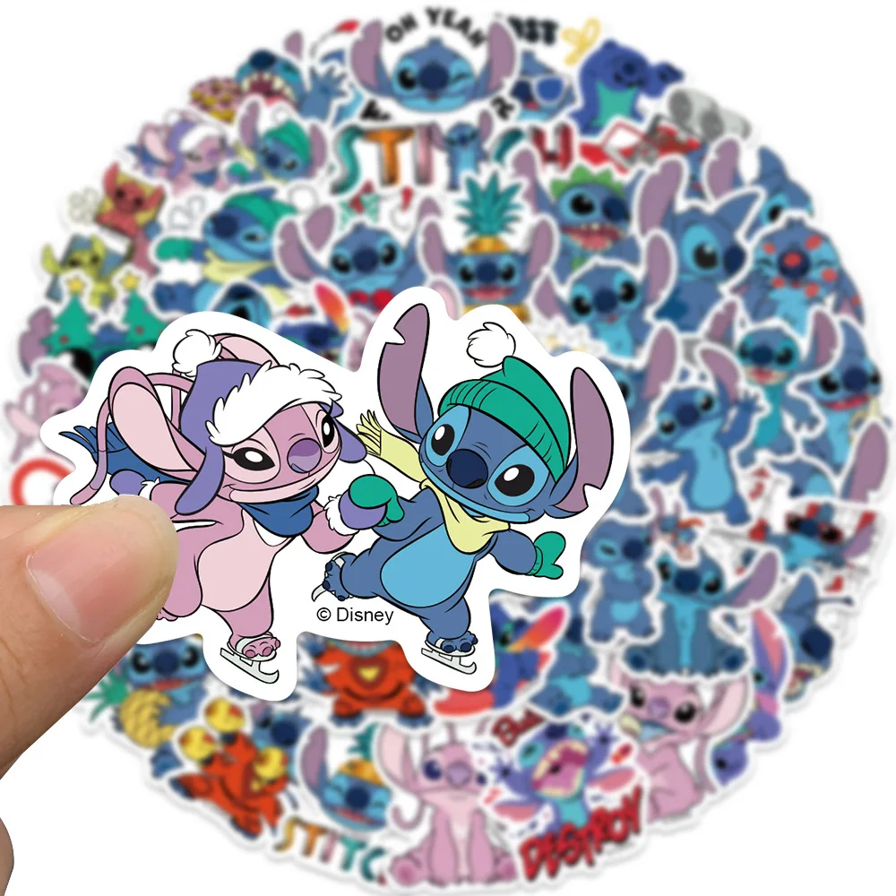 50PCS Disney Stitch Cartoon Movie Stickers Anime Decal Skateboard Laptop Motorcycle Guitar Cute Kawaii Sticker Pack Kids Toys