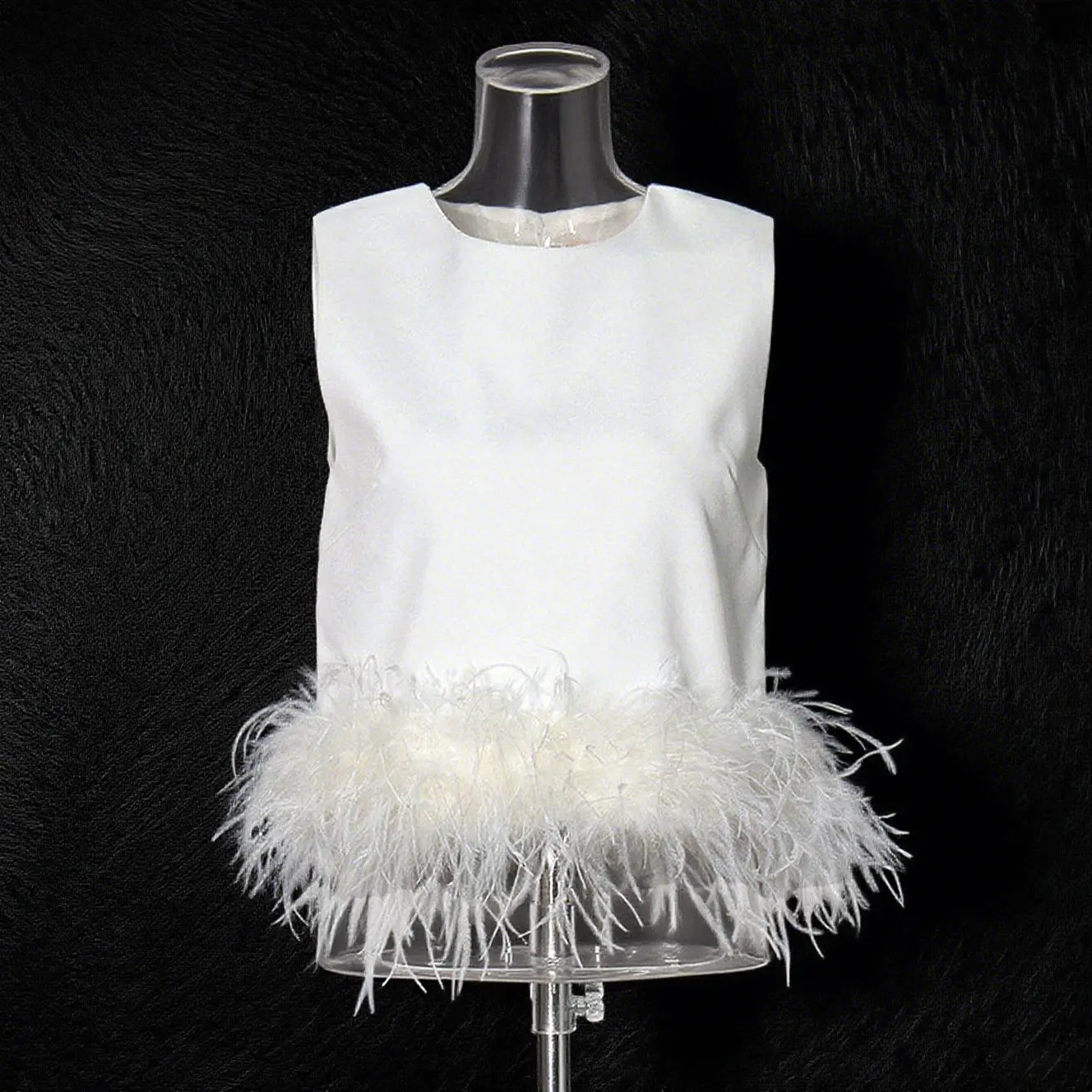 ZAMOR Women Elegant Vintage Style Sleeveless Top 2026 New Design Ostrich Feather Splicing Versatile Cape Vest Outerwear Goin
