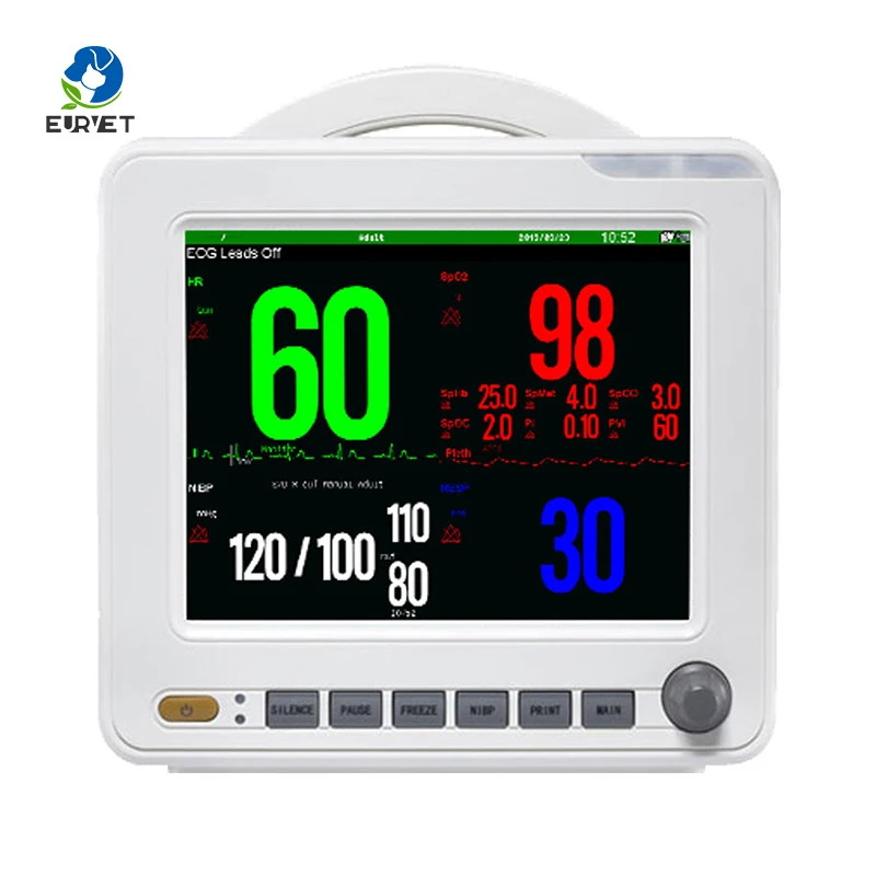 Monitor Profesional de Signos Vitales EUR VET, Equipo Veterinario Multiparamétrico para Monitoreo de Pacientes