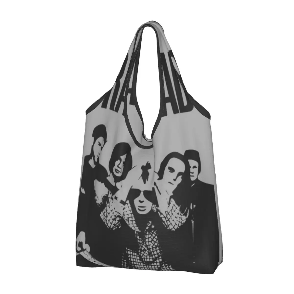 Rock Radiohead Grocery Bags Durable Large Reusable Recycle Heavy Duty Anime Shopping Eco Bag Washable Attached Pouch