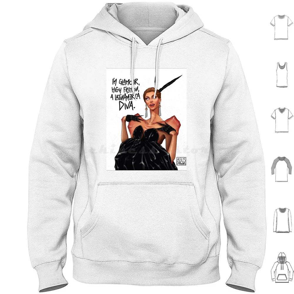 Valentina From Rupaul's Drag Race By Agusdrawing Hoodie cotton Long Sleeve Valentina Rupaul Rupaulsdragrace Drag Race