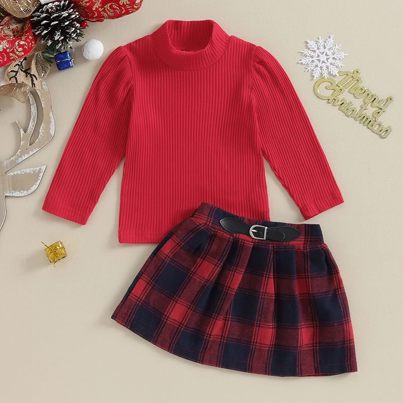 Women s Fall Matching Set Burgundy Sweater and Plaid Skirt Ensemble for Cozy Autumn Days