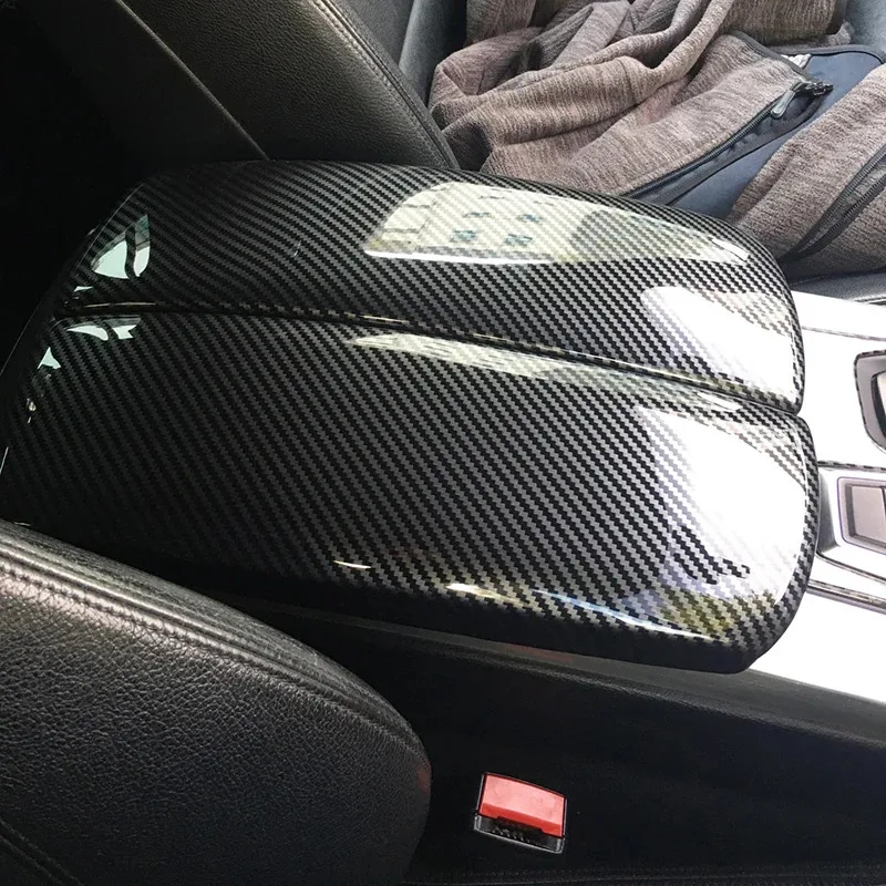For BMW X5 X6 X7 E70 E71 F15 F16 G05 G06 G07 2002-2022 ABS Carbon Fiber Car Stowing Tidying Armrest Box Sticker Cover