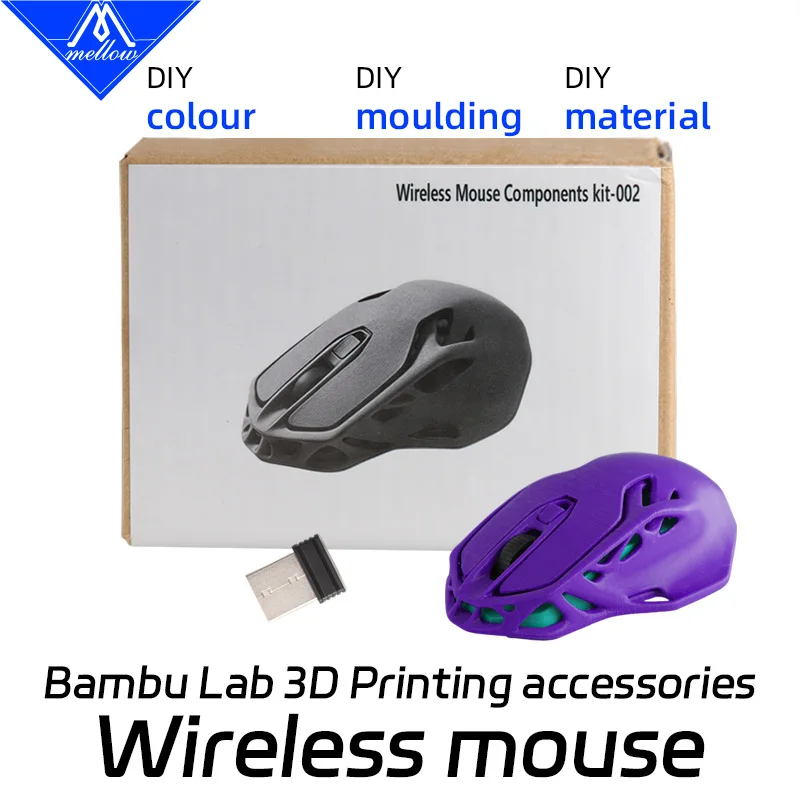 Mellow Diy Wireless Mouse Component kit For Bambu Lab Wireless Mouse 002 3D Printing Accessories Wireless Mouse