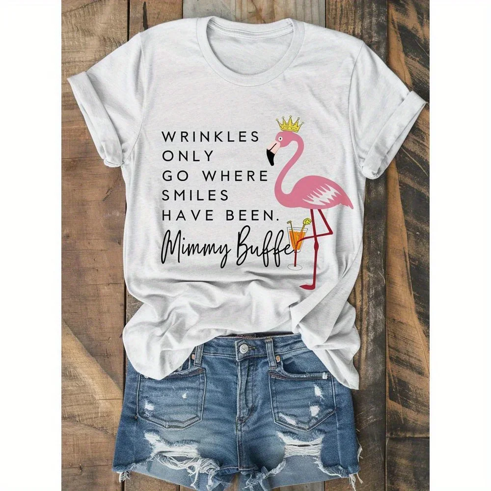 

[Plus Size Graphic Tee] Lightweight Plus Size Women's Graphic Tee - Short Sleeve Crew Neck Casual Summer Top | Fun "Wrinkles
