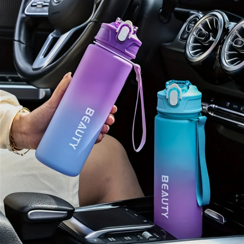 600ml Large Capacity Frosted Plastic Water Bottle Portable with Measurement Marks Suitable for Frosted Sports Bottle