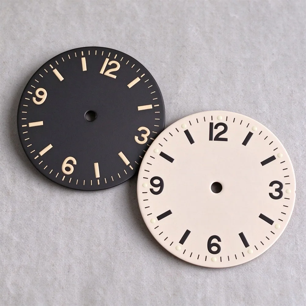29mm Explorer Style Watch Dial Green Luminous Black\Beige Watch Face Hands Fit NH35 NH36 ETA2824 Miyota8215 Movement Watch Parts