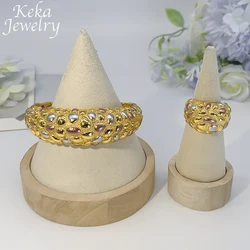 Africa 18k Gold Plated Jewelry Set Design Colours Fashion Women Bracelet Ring Set ltaly Wedding Party Jewelry Daily Wear