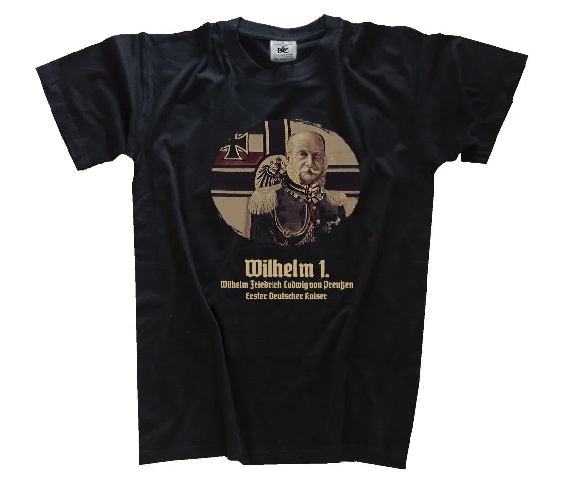 Summer Cotton O-Neck Short Sleeve Mens T Shirt New  Prussia I Kaiser Friedrich Wilhelm Retro Portrait Printed T-Shirt. S-5XL