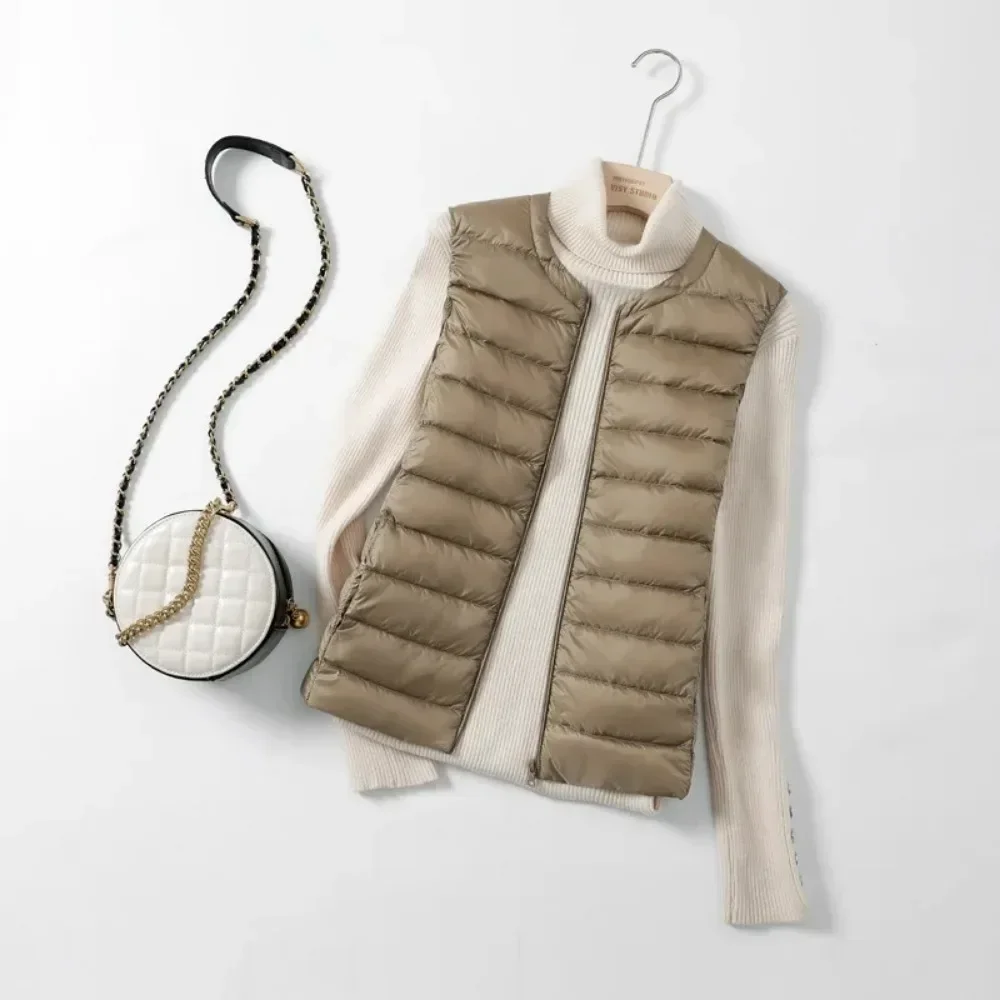 

Women Ultralight Thin Packable Down Sleeveless Jacket Female O-Neck Casual Fashion Down Zipper Vest Coats 2025 New Autumn Winter