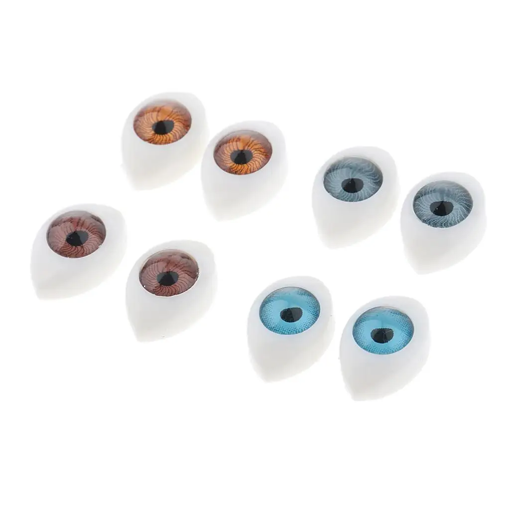 4 Paar ovale Kunststoffaugen mit flacher Rückseite, 5 mm/6 mm/7 mm/8 mm/9 mm Iris für die Herstellung von Porzellan- oder Reborn-Puppen, Heimwerkerbedarf