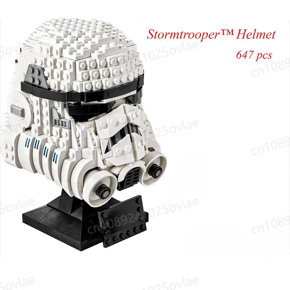 Bloco de construção do plano estelar Storm White Trooper Helm MOC, Modelo de batalha espacial, Brinquedo modelo de montagem educacional 75276