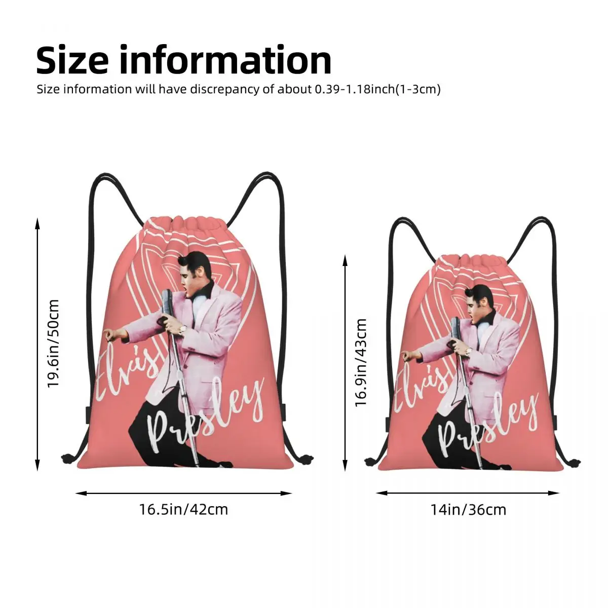 E-Elvis Presley Drawstring Bags Sports Backpack Gym Sackpack Water Resistant String Bags for Working Out