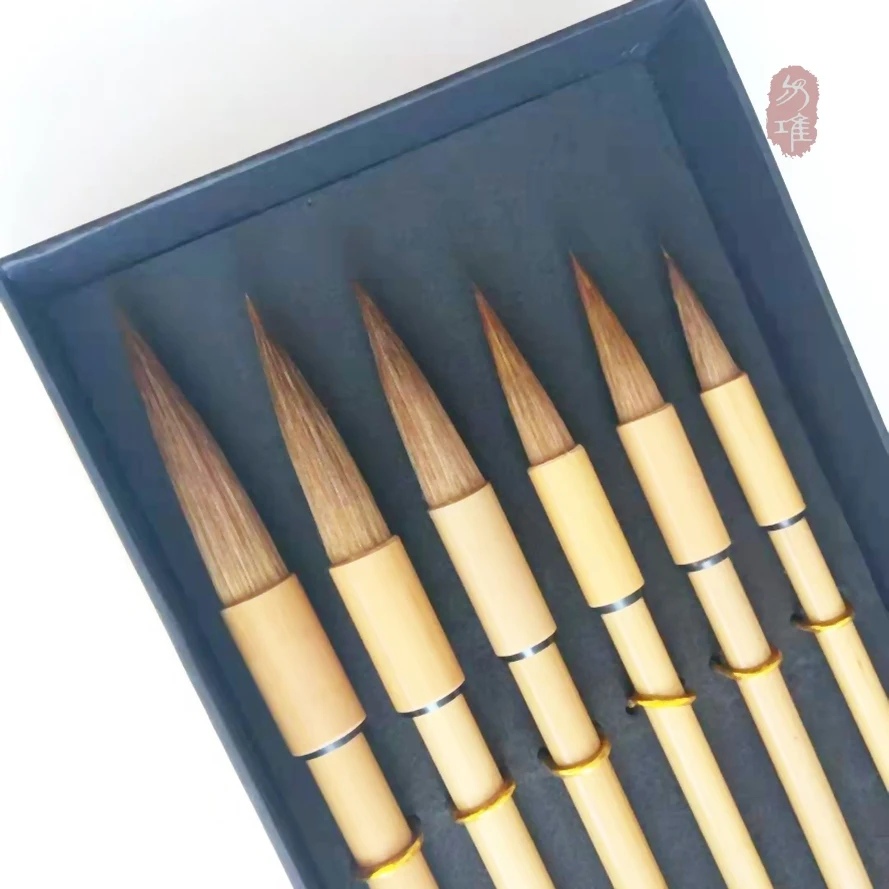 

6 шт., китайская кисть для рисования, каллиграфии, письма, кисть Lian, бамбуковый держатель для ручек, ласка, ручка для рисования волос, кисть, принадлежности для художественной живописи