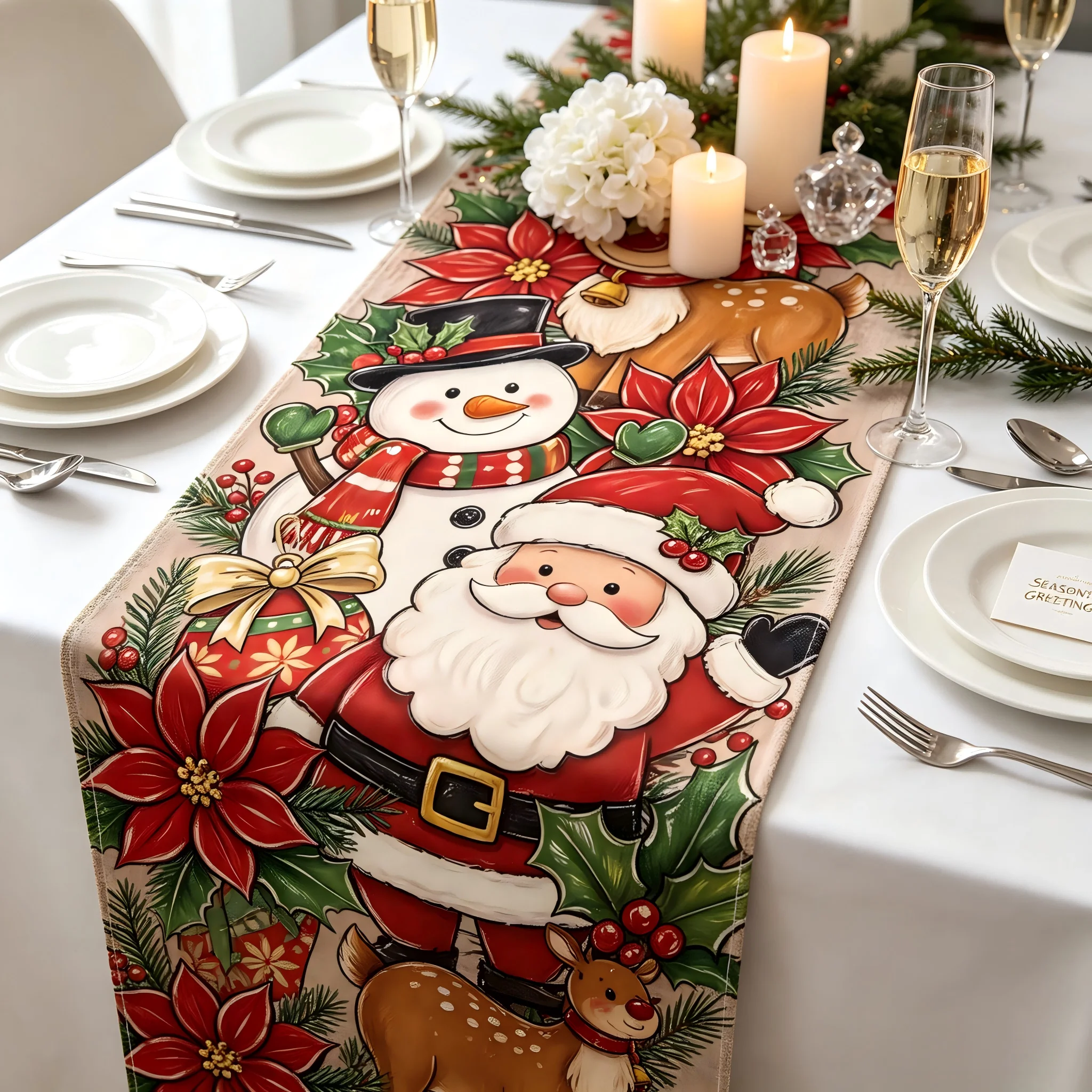 Home Decoration Table Runner Holiday Christmas Printed Table Runner Dining Table Runner High Definition For Living Room Dining