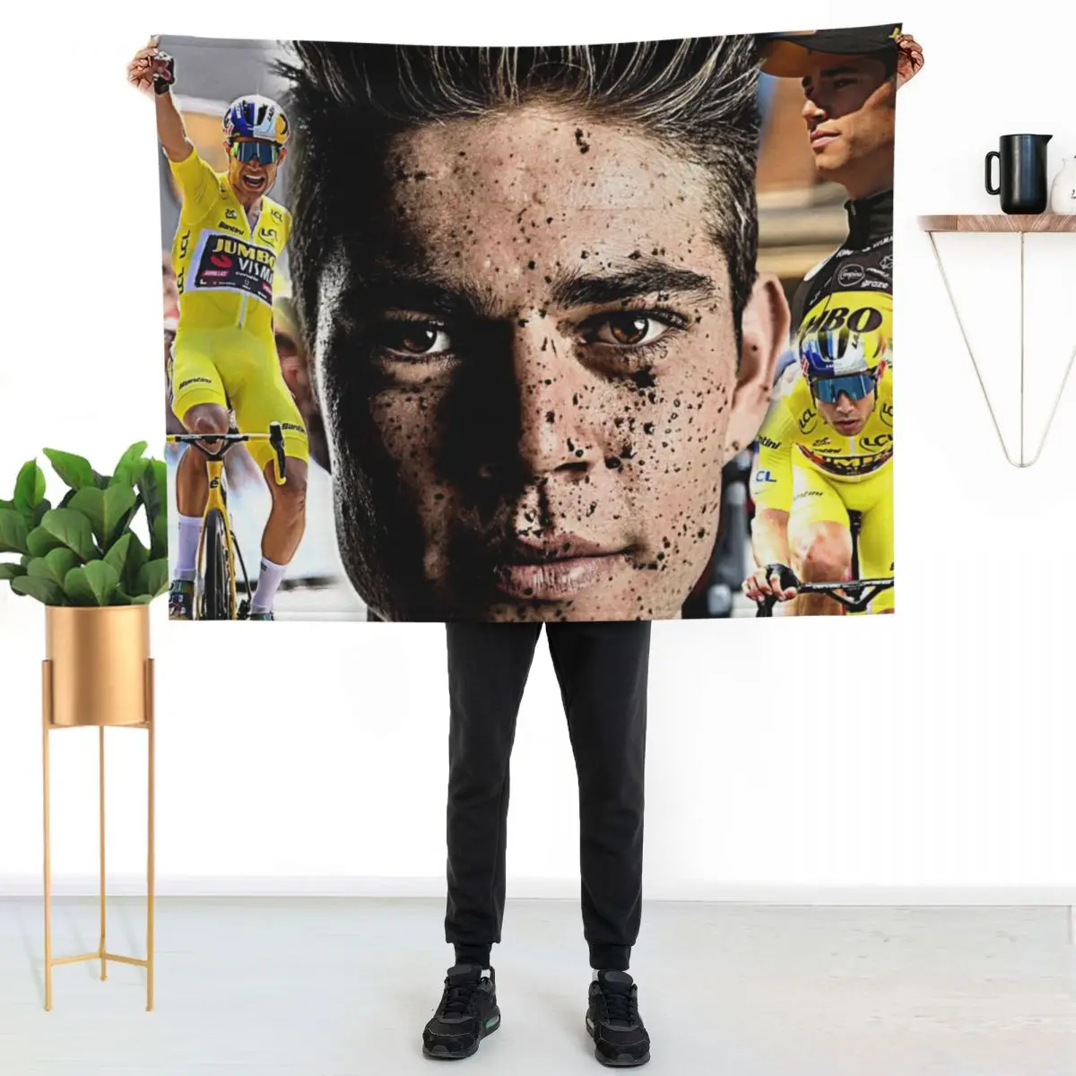 

Wout van aert Throw Blanket Color Fast Cozy Throw Blanket