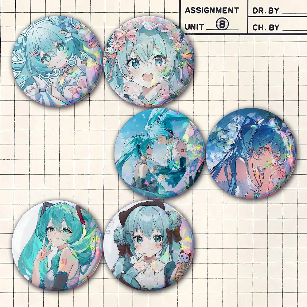 Virtual Singer Girl M-i-k-u Button Badge 2PC Sets for Bags & Clothes & Accessories Metal Pin Creative Gift