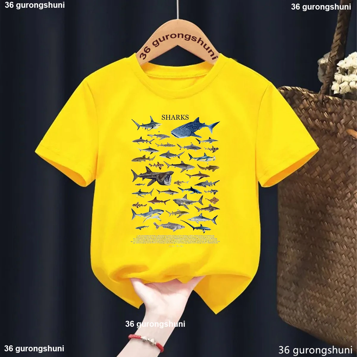 New Boys' T-Shirt Cute Shark Print Kids Tshirt Marine Creature Print Girls T Shirt Sfashion Trend Boys Girls Universal Clothes