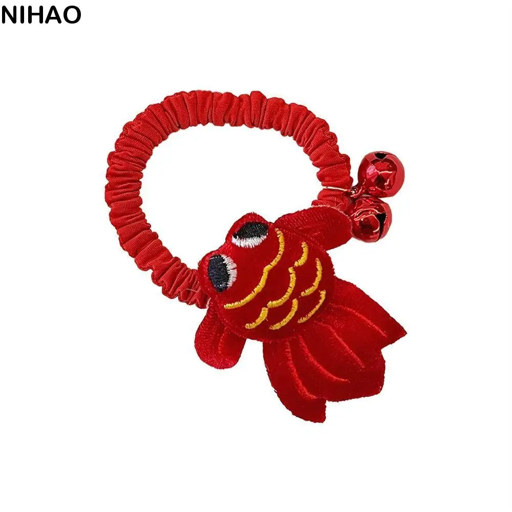 

Red Hair Rope New Year Elastic Hair Band Plush Bell New Year Children Headwear Kids Gifts New Year's Hairpin Girls/Women