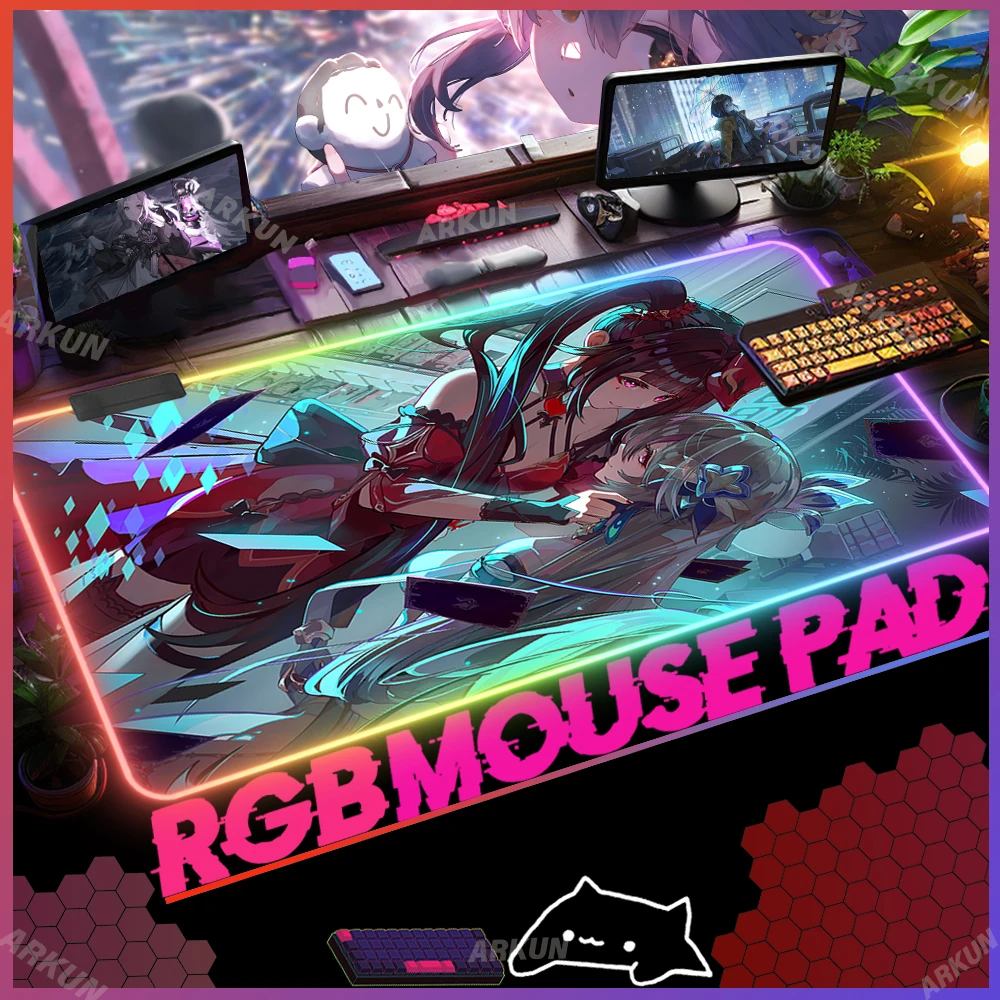 

RGB Kawaii Sex Vita Hot Sparkle Popular Honkai Impact 3rd Cool Honkai Star Rail Gaming Mouse Pad Keyboard XXL Backlight LED Mat