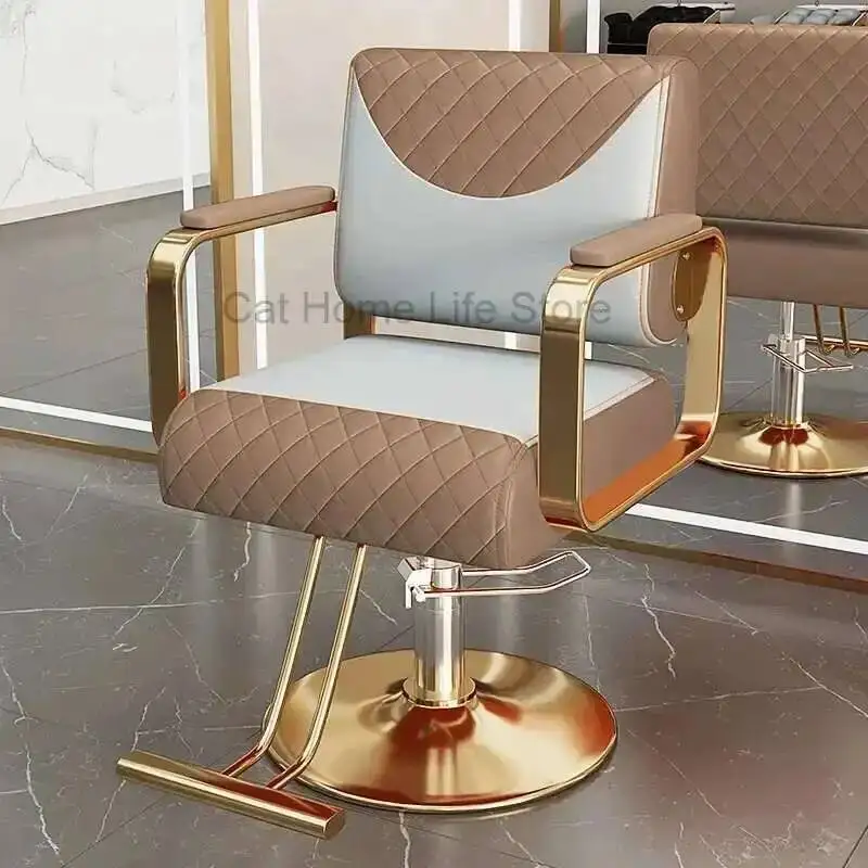 

Swivel Aesthetic Vintage Purpose Salon Chair Electric Barber Professional Makeup Hairdresser Beauty Wheel Shampoo Hair Red Siege