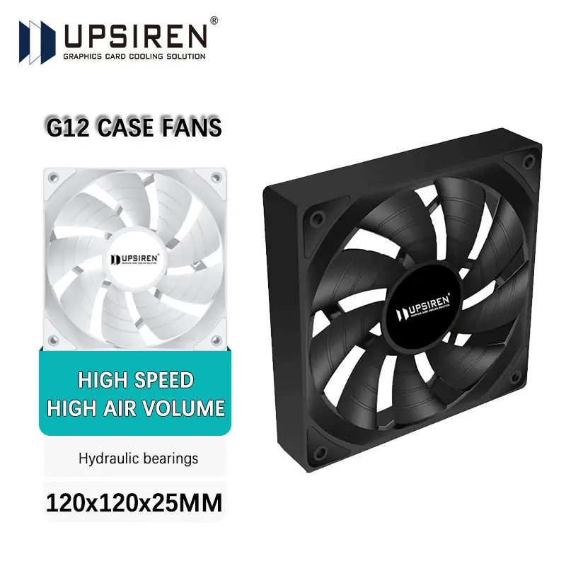 

UPSIREN G12 Black/White12cm Case fan hydraulic bearing shock-absorbing low noise cooling fans 800-2000RPM/Maximum 78.61CFM 4PIN