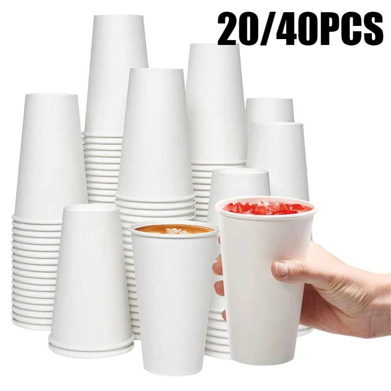 20/40PCS White Paper Cups 16OZ Disposable Coffee Cups Suitable for Hot/cold  Drinks Suitable for Parties Picnics Travel Events - AliExpress 15