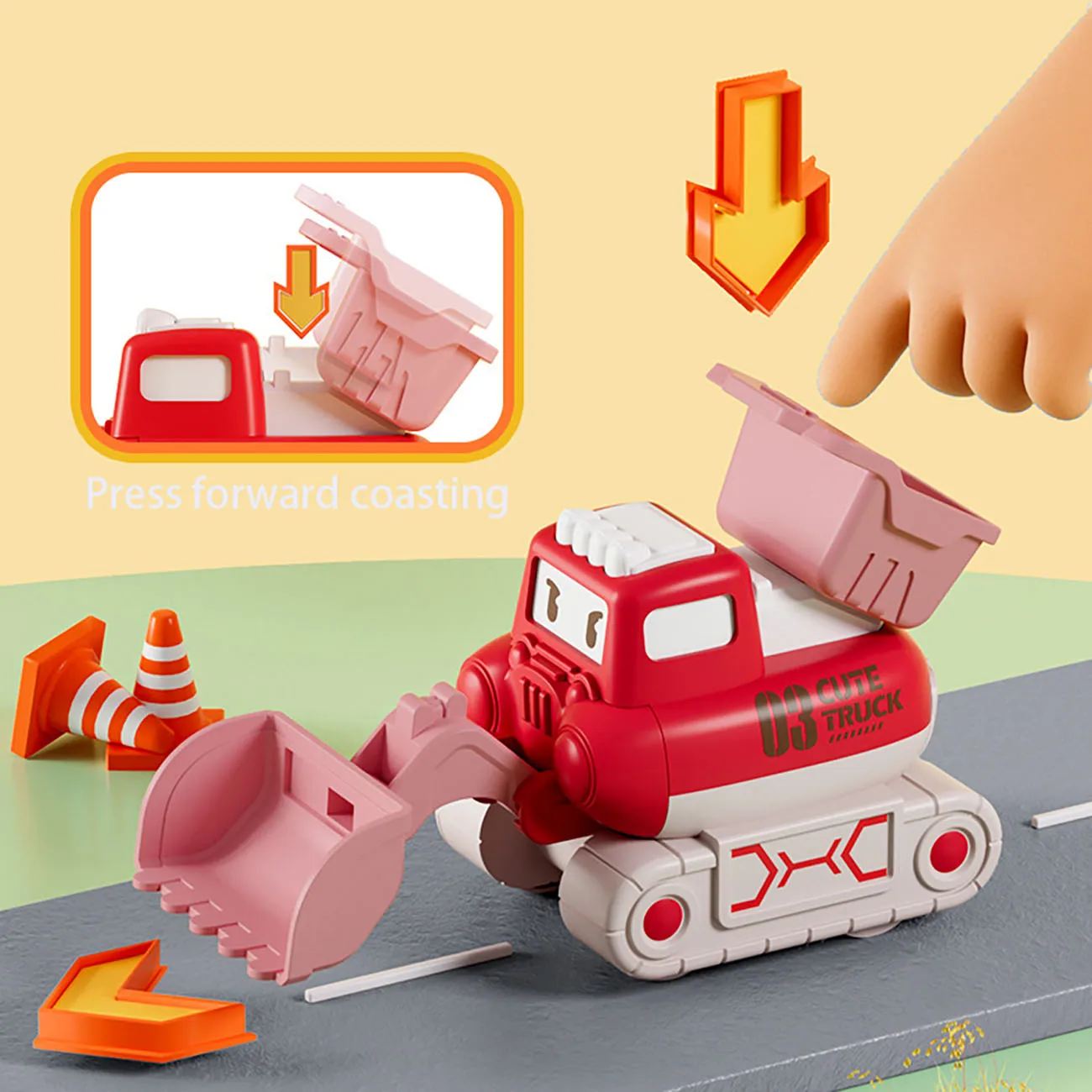 1pc Mini Excavators Fun Construction Car Toys Educational Children Cognitive Interactive Puzzle Toys Creative Excavator Toys Chr