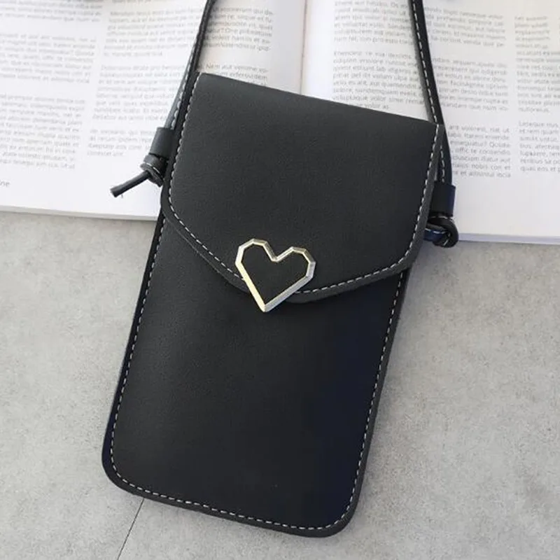 Transparent Touch Screen Cell Phone Purse Smartphone Wallet Shoulder Strap Handbag PU Leather Casual Crossbody Bags Women