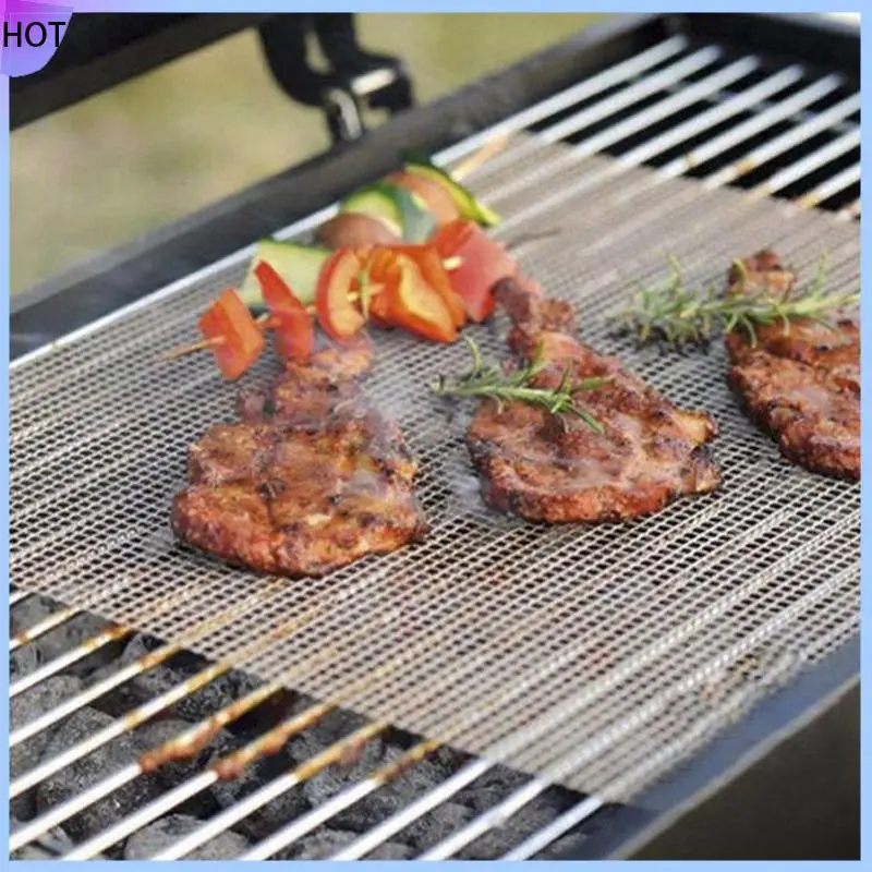 

B45C Набор из 5 сетчатых ковриков для гриля, многоразовые коврики для гриля, легко чистится — работает на газе, уголь 400 мм x 330 мм, черный