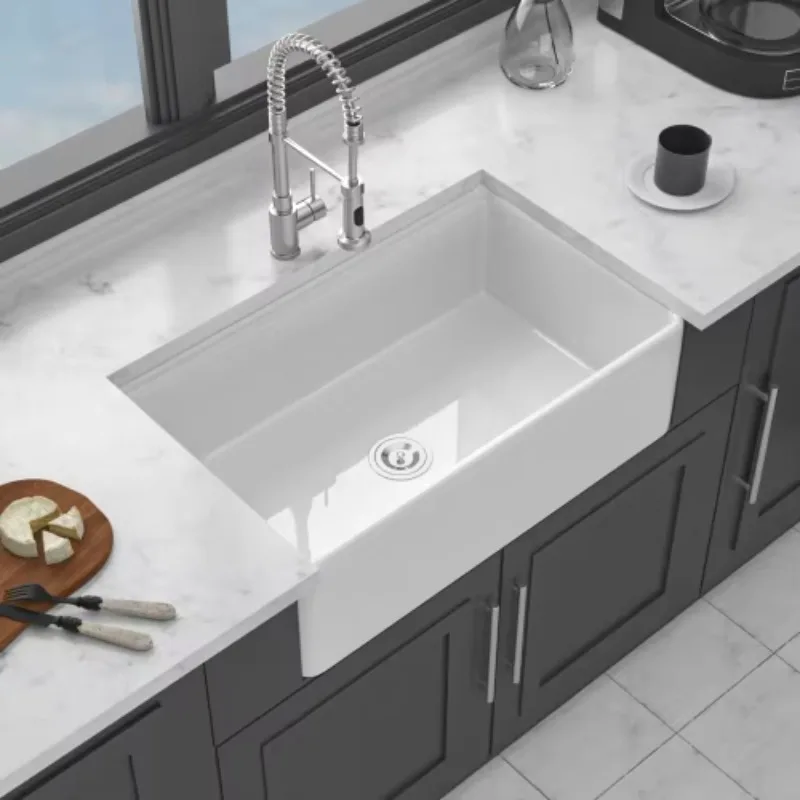 ATV30x22 Single Bowl Farmhouse Kitchen Sink 30-Inch Farmhouse Sink With One Hole Ceramic Apron Front Workstation