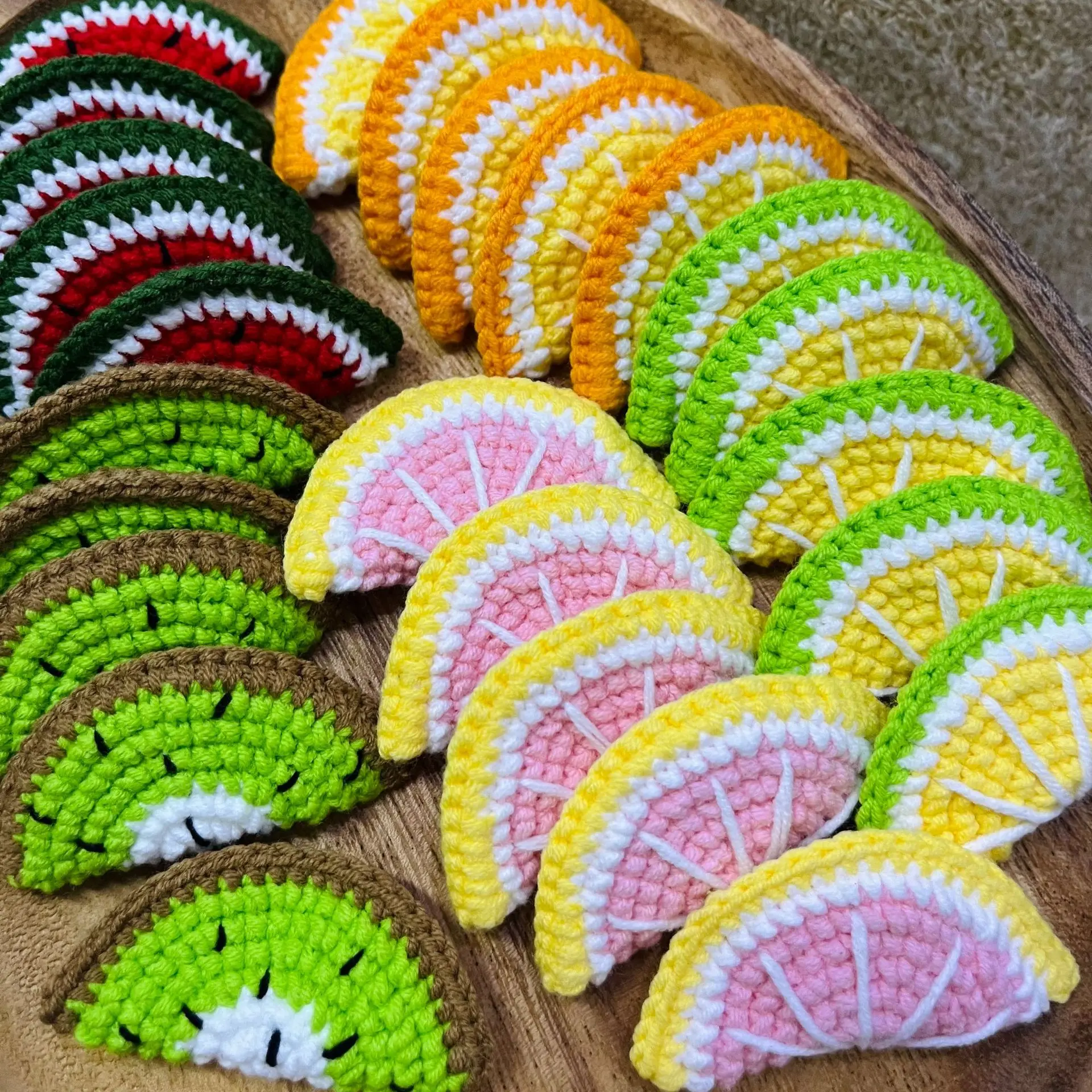 Niedliche Gehäkelte Frucht-Anhänger Gestrickte Zitrone Wassermelone Schlüsselanhänger DIY Haarspange Gestrickte Anhänger – Detail 2