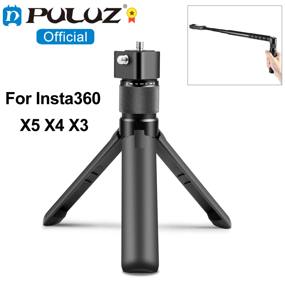 PULUZ-trípode de escritorio con mango giratorio, accesorios para cámara Insta360 X5 X4 X3 / DJI Osmo 360 / Gopro con trípode de tornillo 1/4