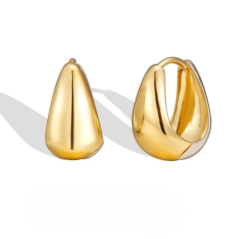 

New Luxury Water Drop Plain Circle Smooth Color Separation S925 Silver Niche Design Earrings Wedding Jewelry