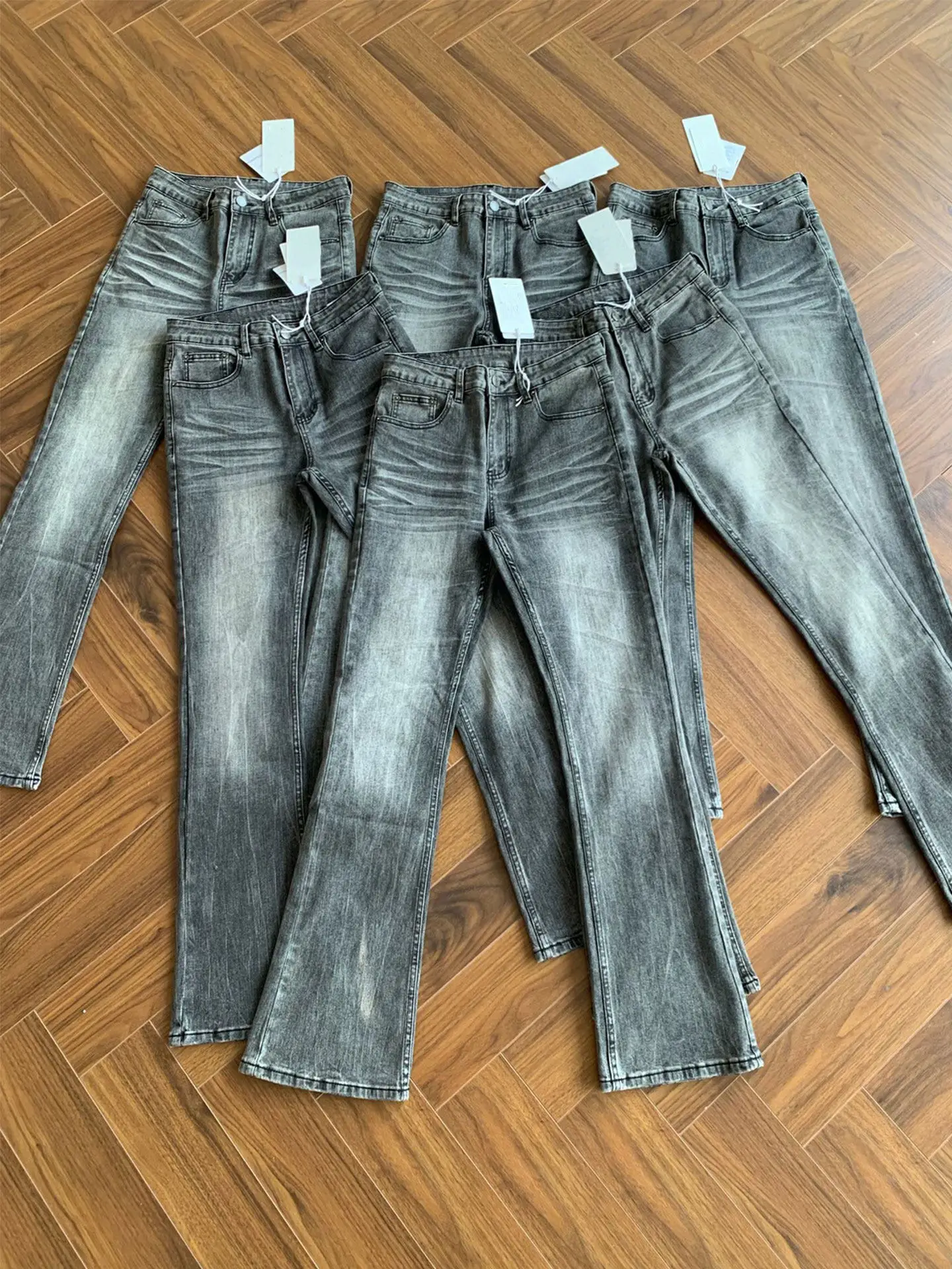Jeans Vintage de Denim Lavado para Homens e Mulheres, Corte Slim, Perna Larga, Calças Longas, Estilo Jovem, Casual, Jeans de ...