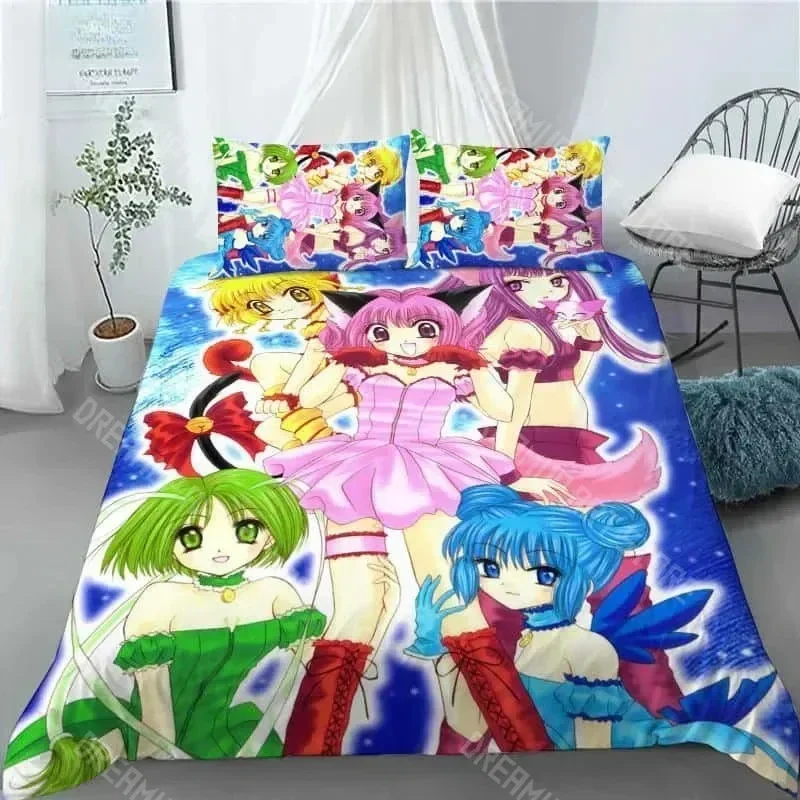 2026 3D Print Tokyo.Mew.Mew Anime Kawaii Girls Bedding Set Duvet Cover Bedclothes Comforter Cover With Pillowcase For Kid Home