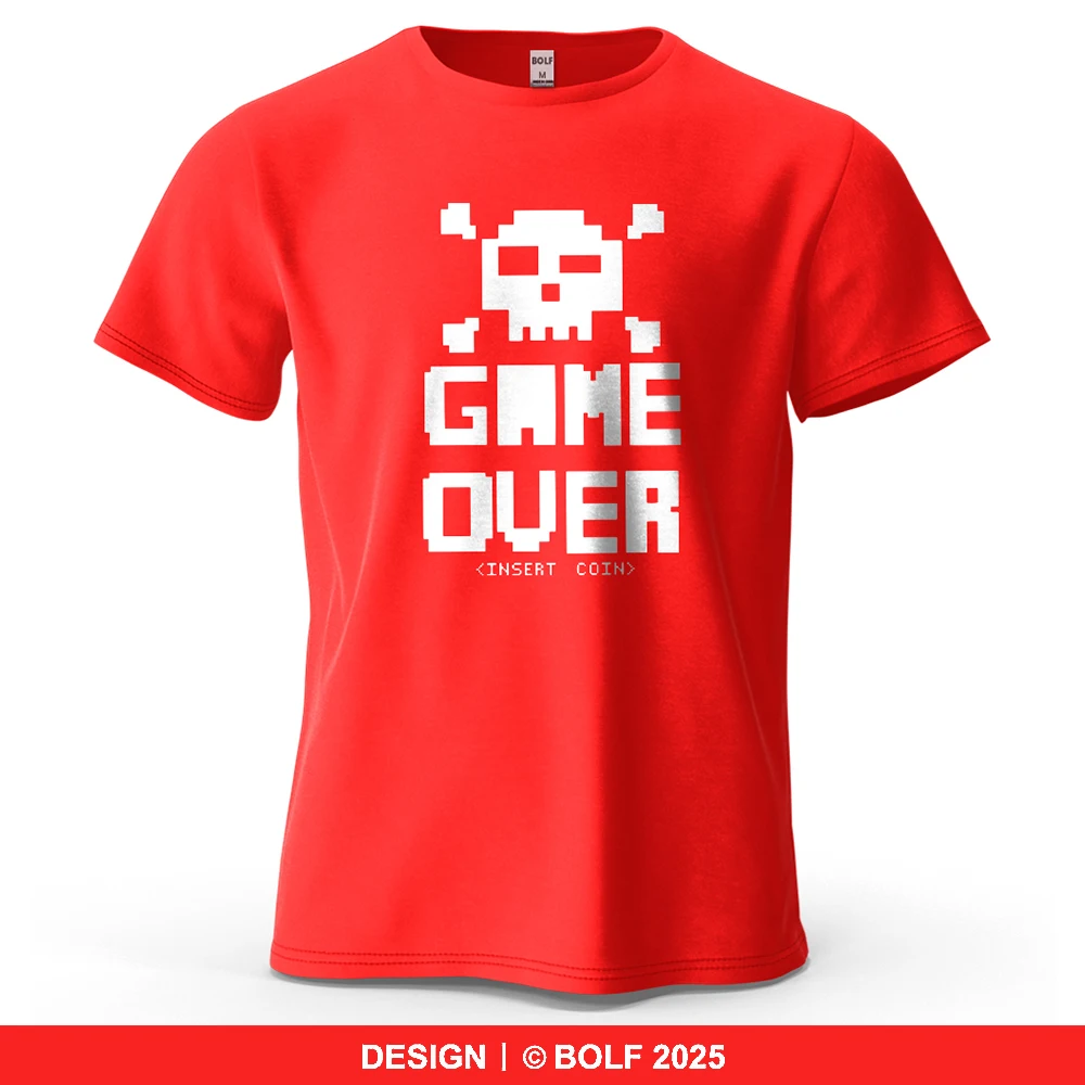 Men's Game Over Graphic Short Sleeve T-Shirt 100% Cotton Breathable Vintage Printed Tops Tee for Women Summer Casual Sportswear