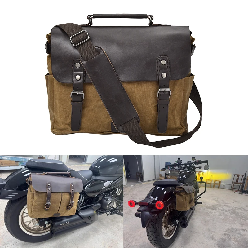 Vintage Leather Men's Briefcase Laptop Messenger Bag Crazy Horse Leather Handbag Retro Casual Style Motorcycle Bag