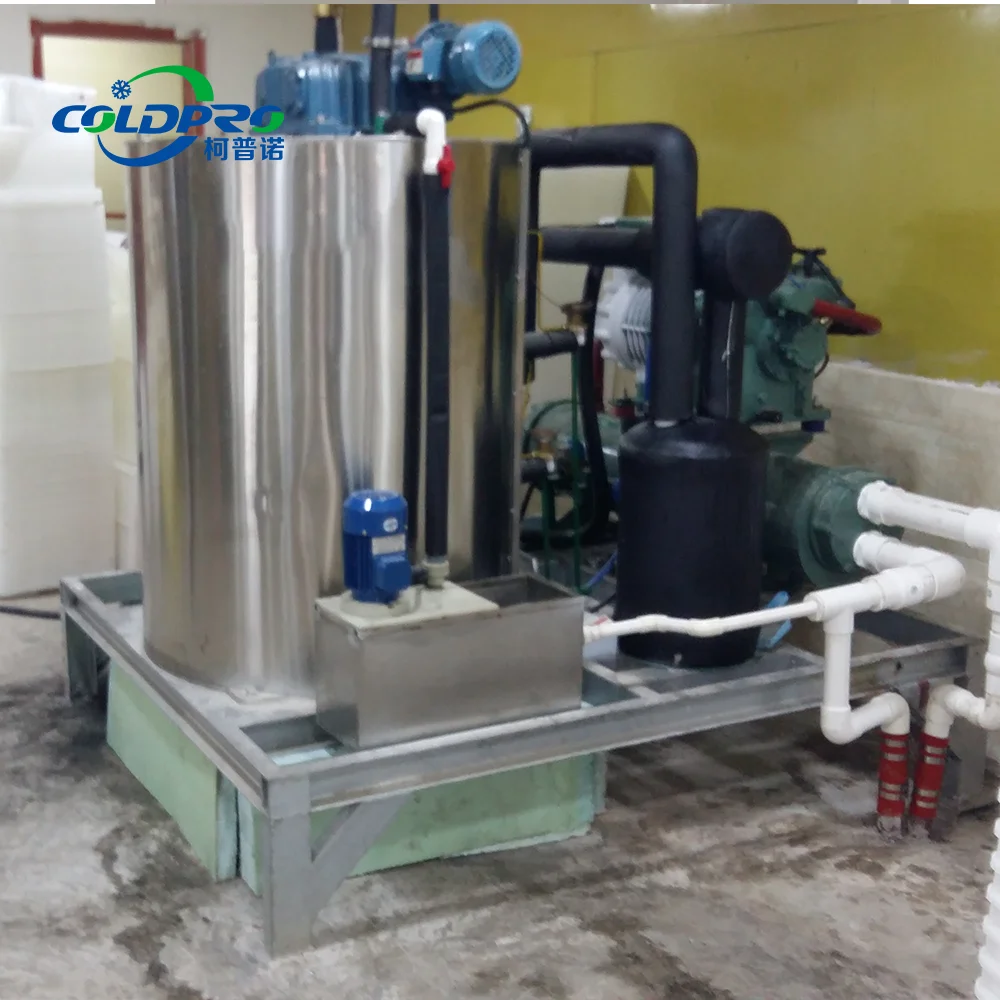 Factory Price Industrial 1500kg Flake Ice Maker With Engine & Pump Stainless Steel For Marine Fisheries