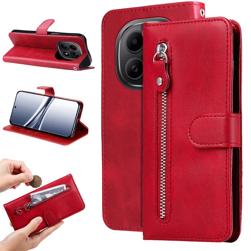 Capa Redmi Note15 Zipper Leather Case for Xiaomi Redmi Note 15 Case Card Slot Stand Wallet Phone Cover for Redmi Note 15 Fundas