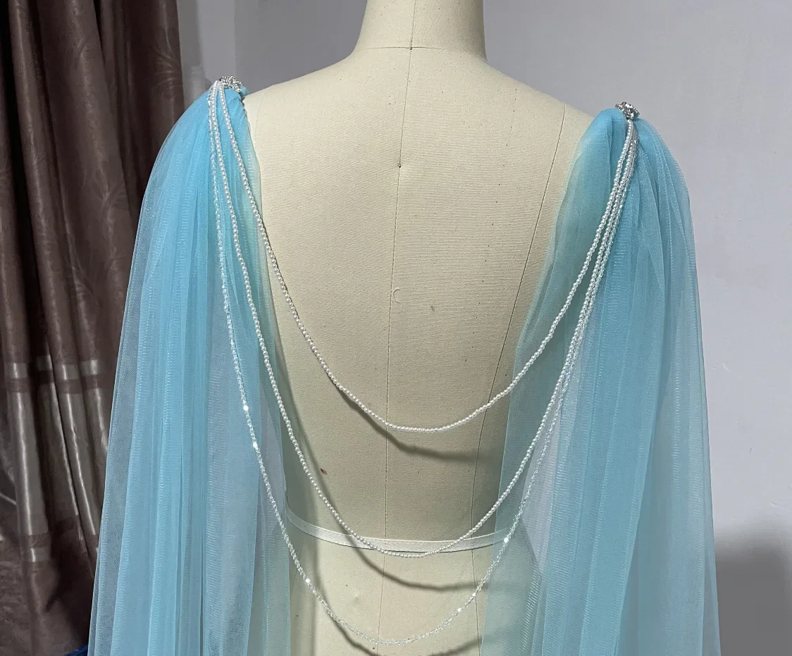 Parel Bruiloft Cape Sluier Schouder Sluier Kathedraal Kralen Mantel Sjaal Wit/Ivoor Lange Bridal Bolero Wrap Bruiloft Accessoires