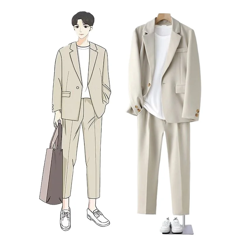 Suits for Men (blazer+ Pants) Fashion Business Casual Relaxed Leisure Port Style Solid Color Wedding Work Mens Suits 2 Piece