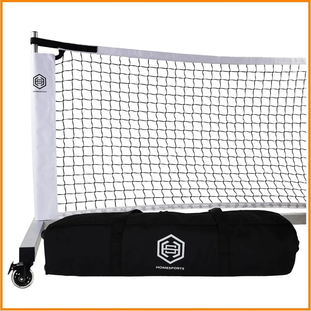 Indoor/Outdoor Portable Pickleball Net, Constructed of Rust Proof Aluminum Frame - Includes Rolling Carry Bag, Locking Rollers