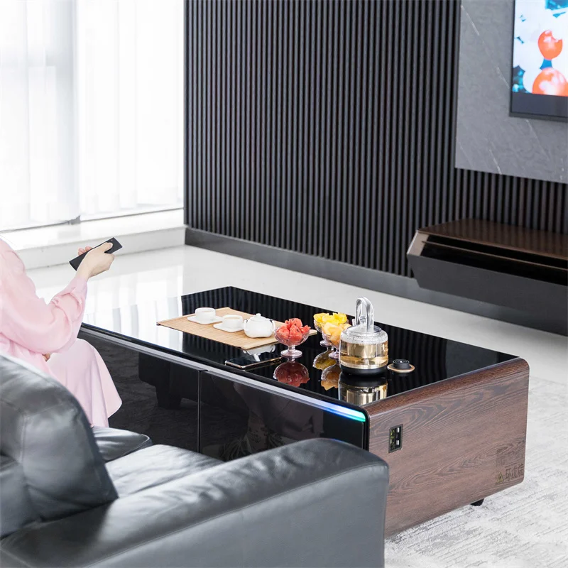 Livingroom furniture smart coffee table with 2 refrigerated cabinets modern luxury high-quality Bluetooth speaker